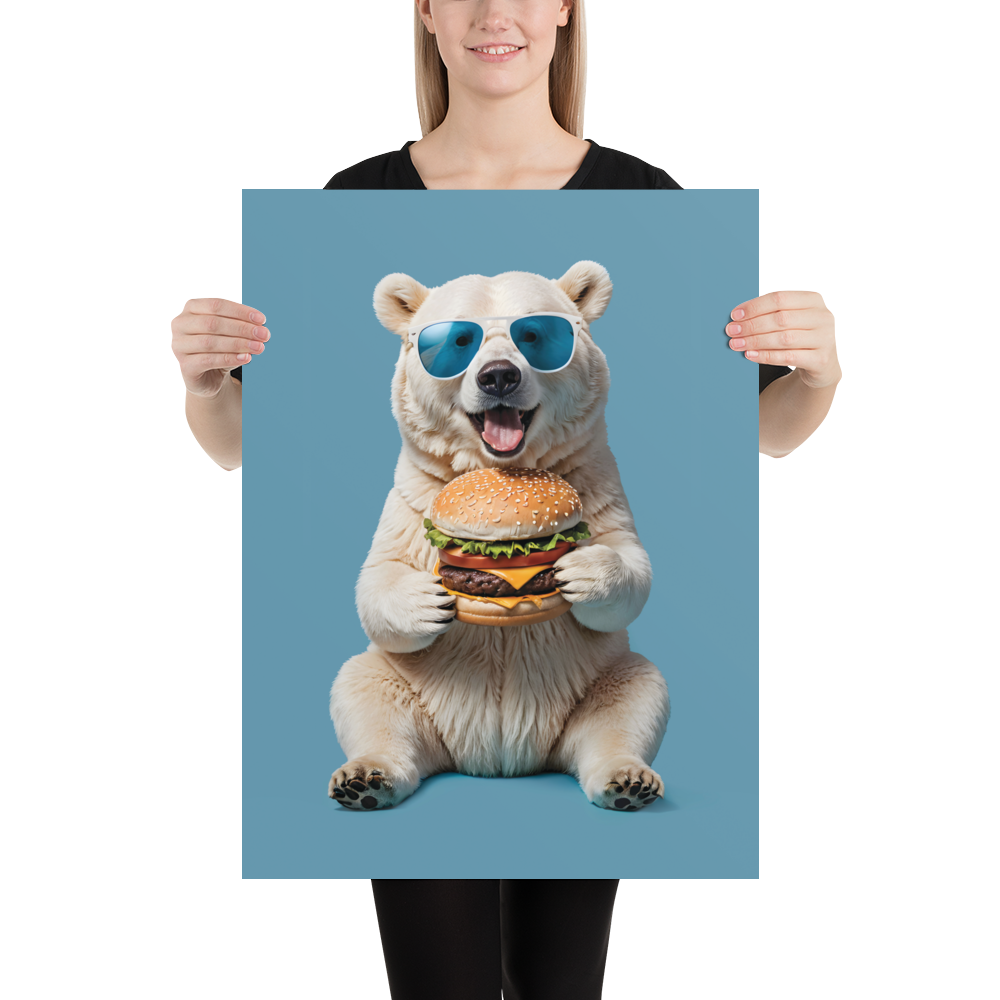 Polar Bear and Burger Poster Print Art