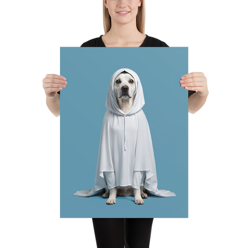 Dog in Ghost Costume Poster Print Art