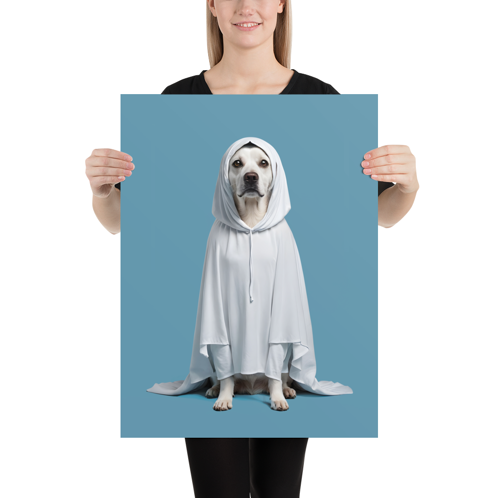 Dog in Ghost Costume Poster Print Art