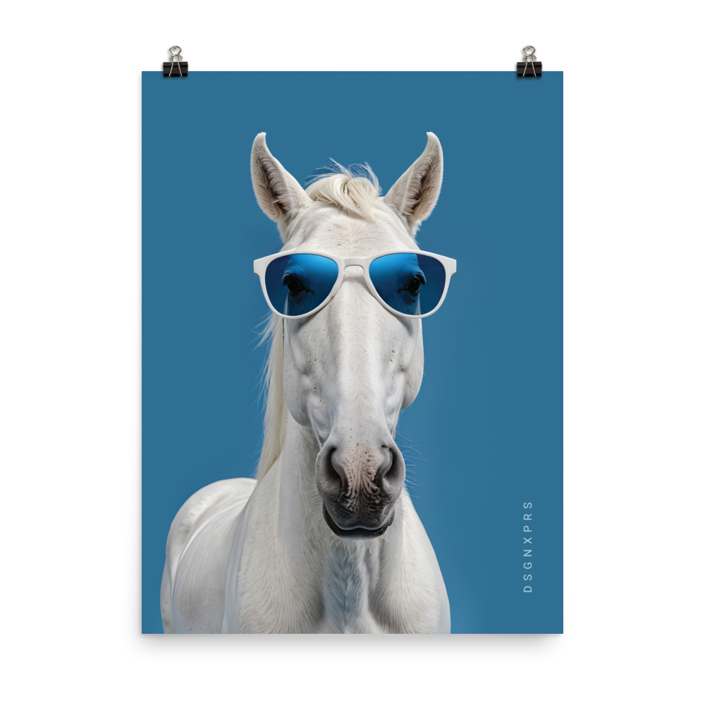 Cool Blue Horse Poster Print Art