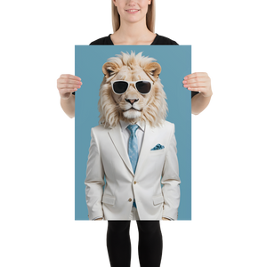 Funky White Lion Poster Print Art