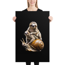 Sloth Riding A Snail Poster Print Art