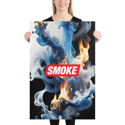 Blue Smoke Fire Poster Print Art