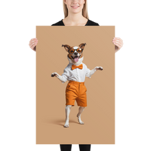 Happy Dancing Dog Beige Poster Print Art