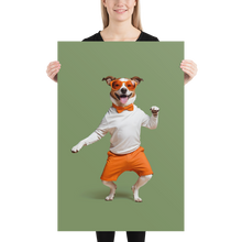 Funny Dancing Dog Green Poster Print Art