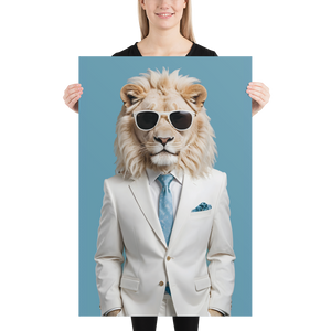 Funky White Lion Poster Print Art