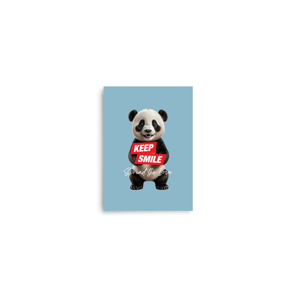 Keep Smile Blue Panda Poster Print Art