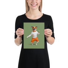 Funny Dancing Dog Green Poster Print Art