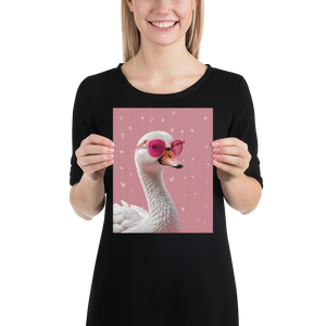 Cute Pink Swan Poster Print Art