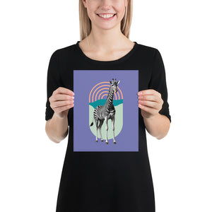 Giraffe Zebra Purple Poster Print Art