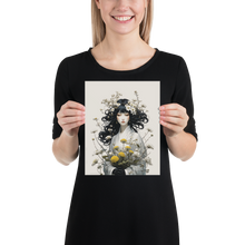 Oriental Lady with Yellow Flowers Poster Print Art