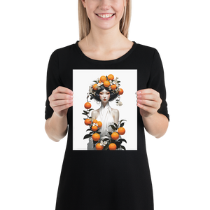 Oriental Lady with Orange Fruits Poster Print Art