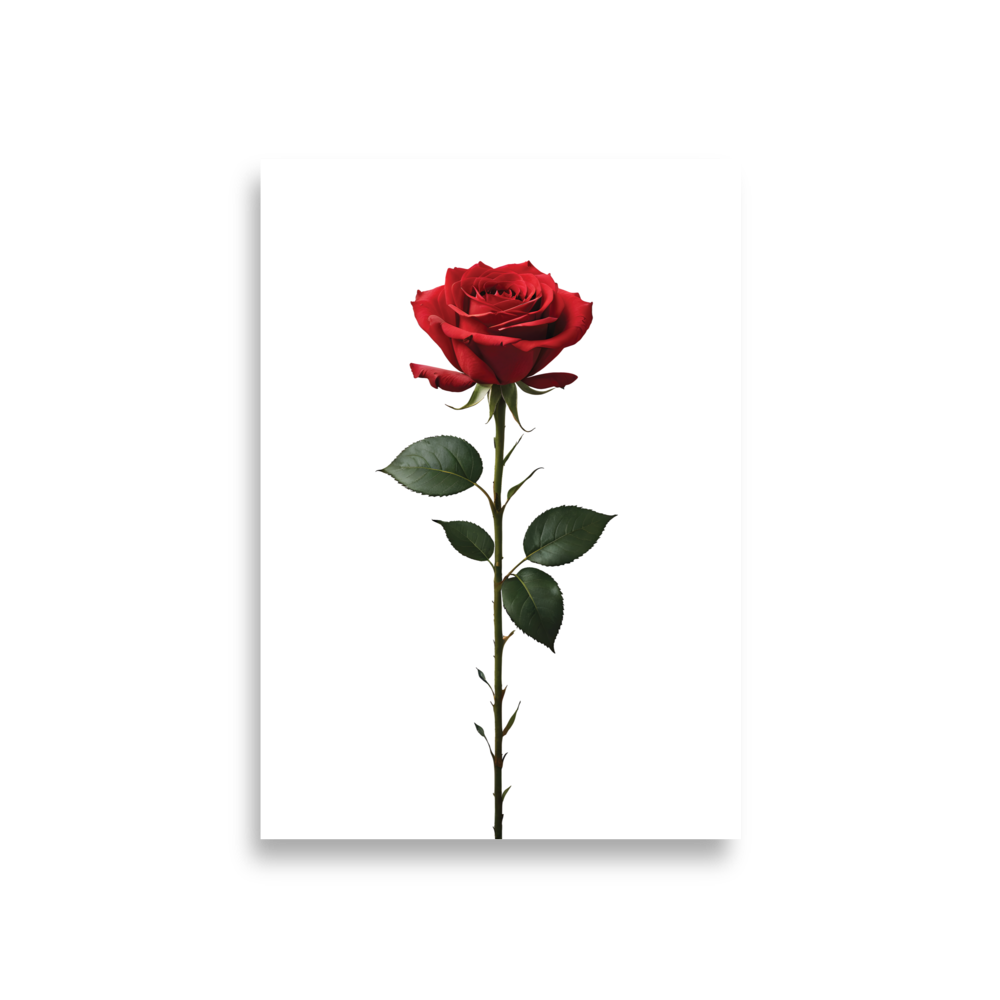 Red Rose on White Poster Print Art