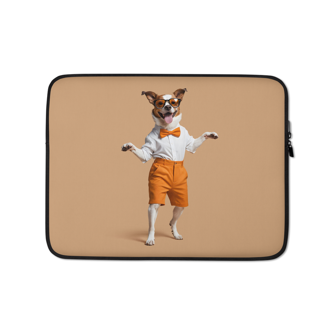 Happy Dancing Dog Beige Laptop Sleeve