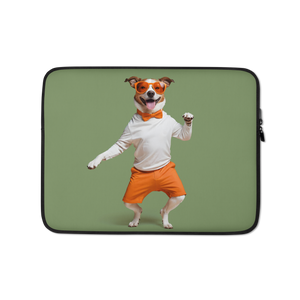 Funny Dancing Dog Green Laptop Sleeve