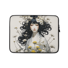 Oriental Lady with Yellow Flowers Laptop Sleeve