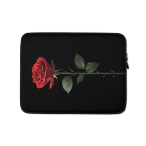 Red Rose on Black Laptop Sleeve