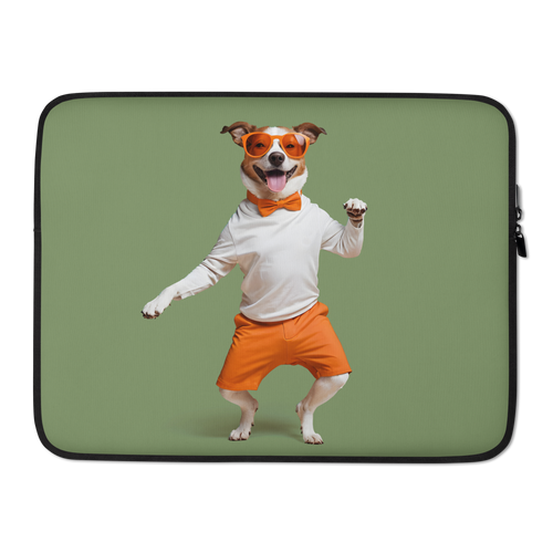 Funny Dancing Dog Green Laptop Sleeve