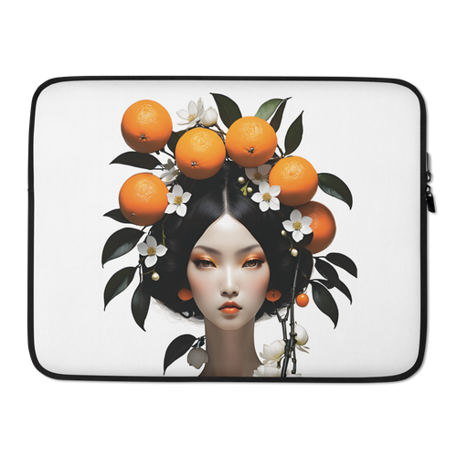 Beauty Lady with Orange Fruits Laptop Sleeve