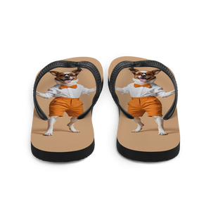 Happy Dancing Dog Beige Flip Flops