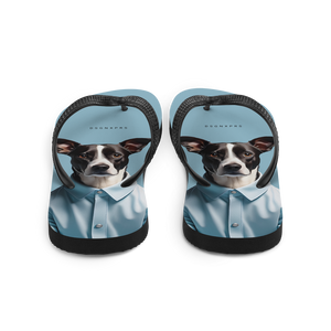 Sad Dog Blue Flip Flops