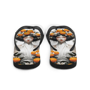 Oriental Lady with Orange Fruits Flip Flops