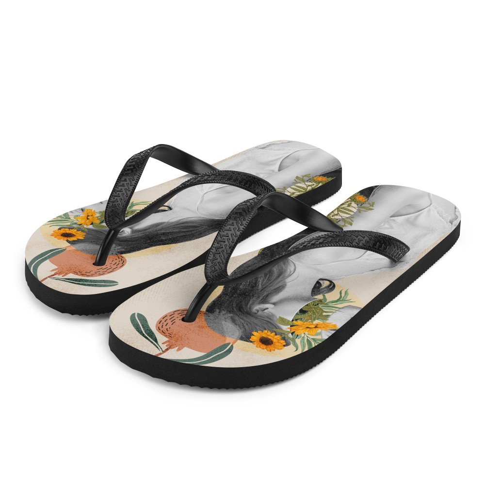 Beautiful Vintage Collage Art Flip-Flops