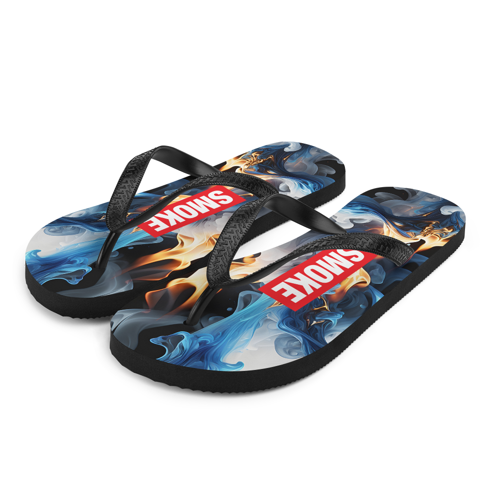 Blue Smoke Fire Flip Flops