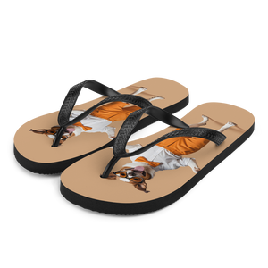 Happy Dancing Dog Beige Flip Flops