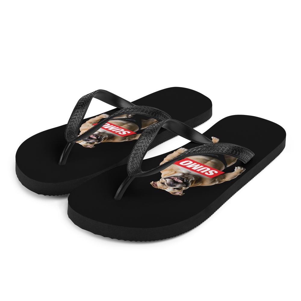 Sumo Bulldog Black Flip Flops