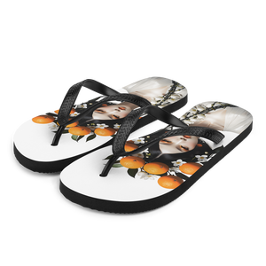 Beauty Lady with Orange Fruits Flip Flops