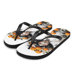 Oriental Lady with Orange Fruits Flip Flops