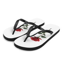 Red Rose on White Flip Flops