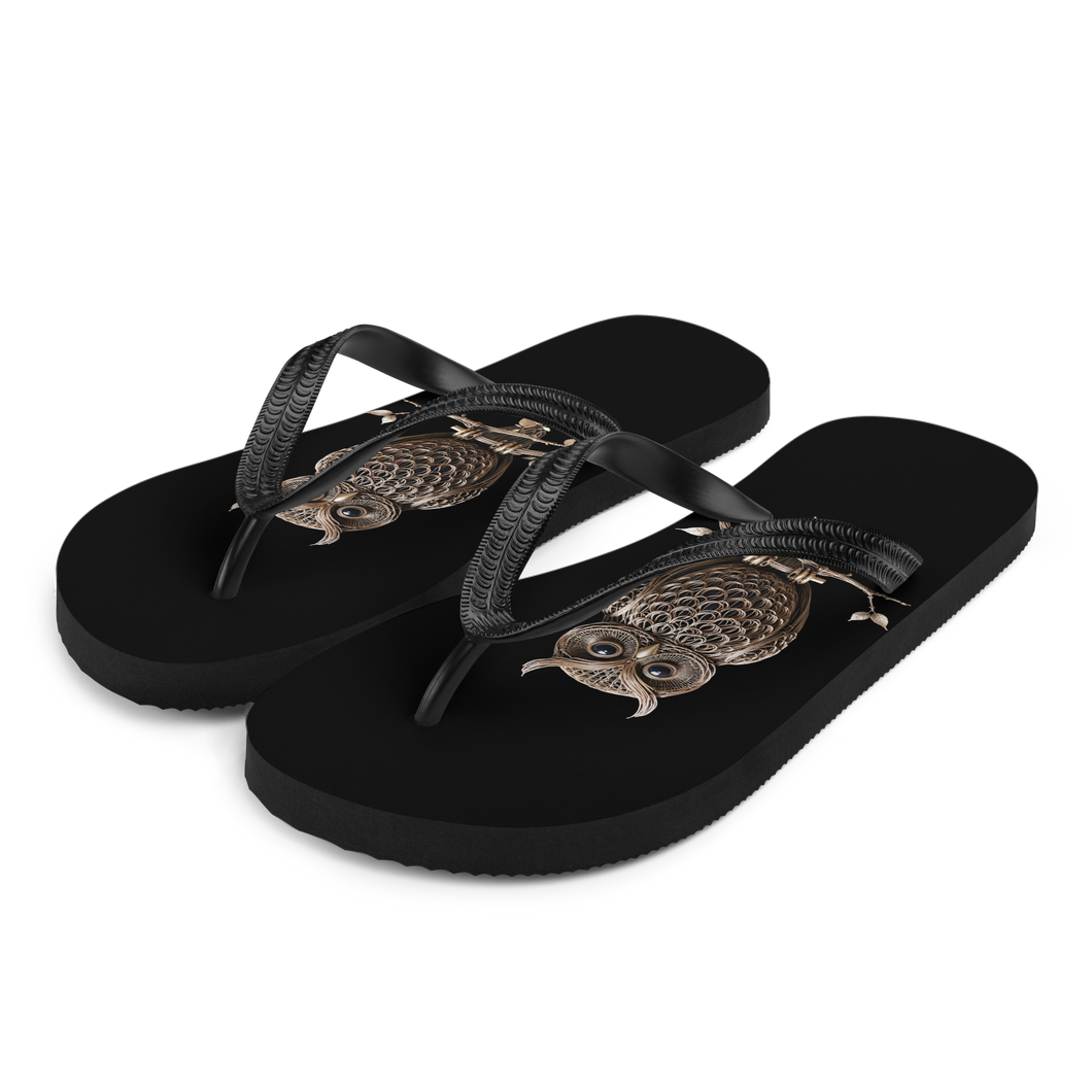 Owl Copper Art Flip Flops