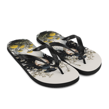 Oriental Lady with Yellow Flowers Flip Flops