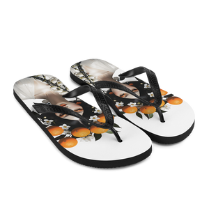 Beauty Lady with Orange Fruits Flip Flops