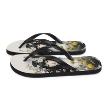 Oriental Lady with Yellow Flowers Flip Flops