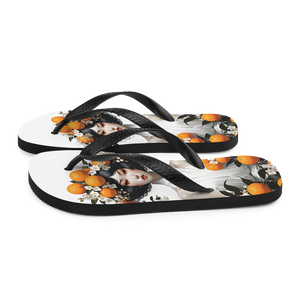 Oriental Lady with Orange Fruits Flip Flops