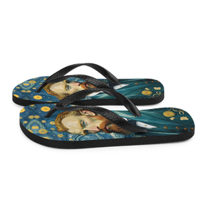 Van Gogh Potrait Painting Flip Flops