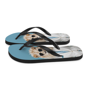 Funky White Lion Flip Flops