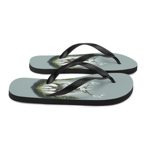 Green White Deer Flip Flops