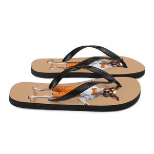 Happy Dancing Dog Beige Flip Flops