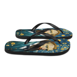 Van Gogh Potrait Painting Flip Flops