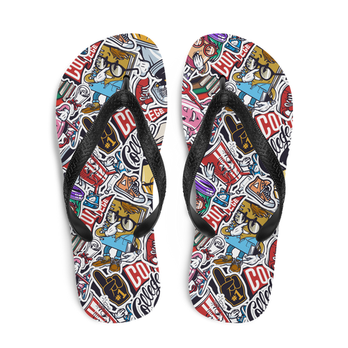 Street Art College Pattern Flip-Flops