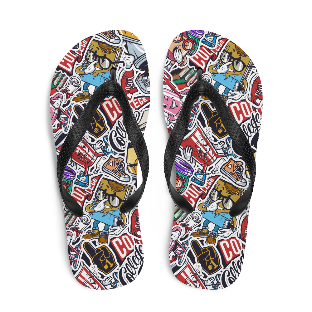 Street Art College Pattern Flip-Flops