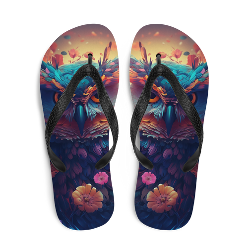 Colorful Owl Art Flip-Flops