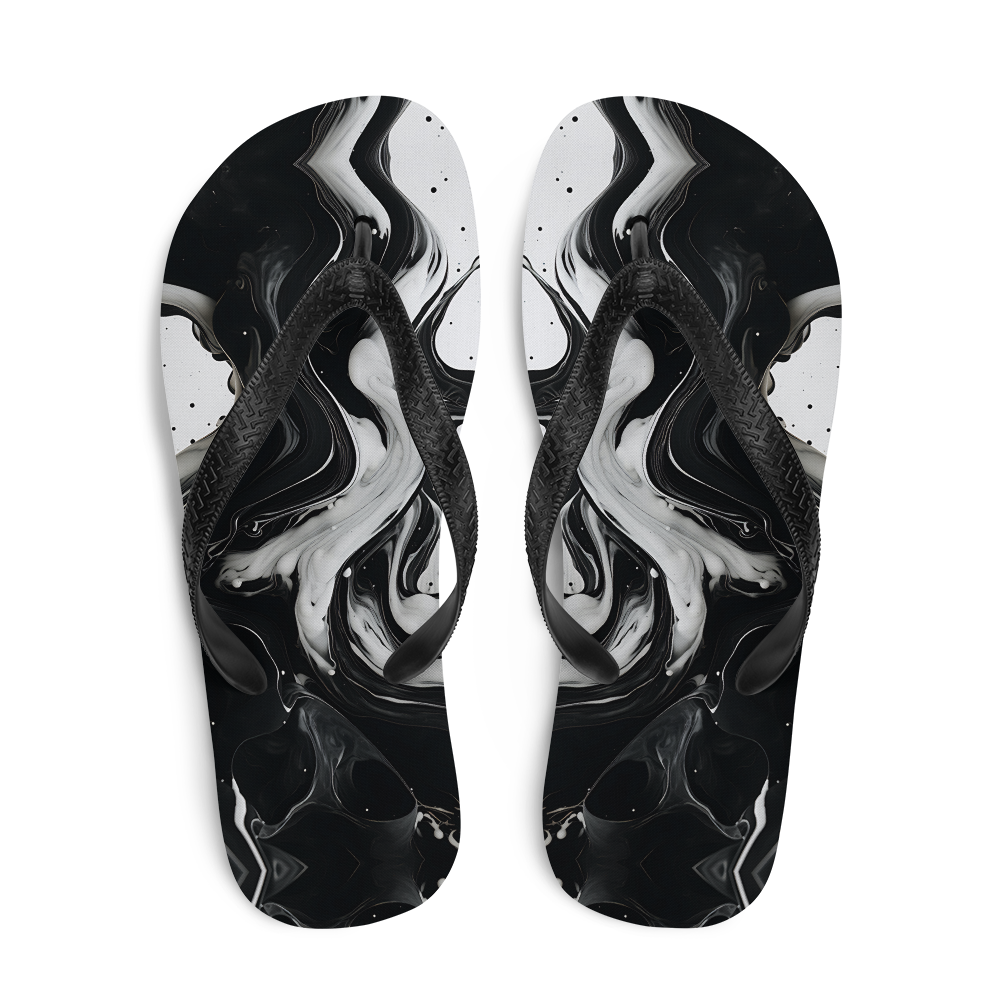 Black and White Fluid Flip-Flops