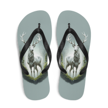 Green White Deer Flip Flops