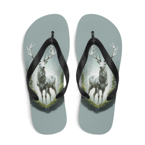 Green White Deer Flip Flops