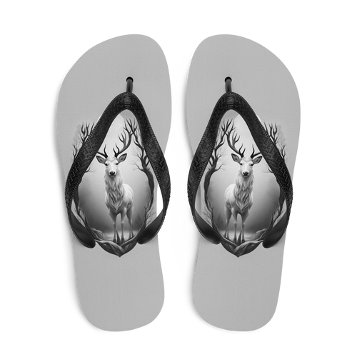 The Grayscale Deer Flip Flops